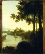 Richard Wilson River Scene with Castle, Germany oil painting artist